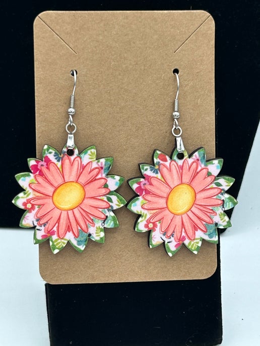 Sunflower Shaped Sublimated Earrings