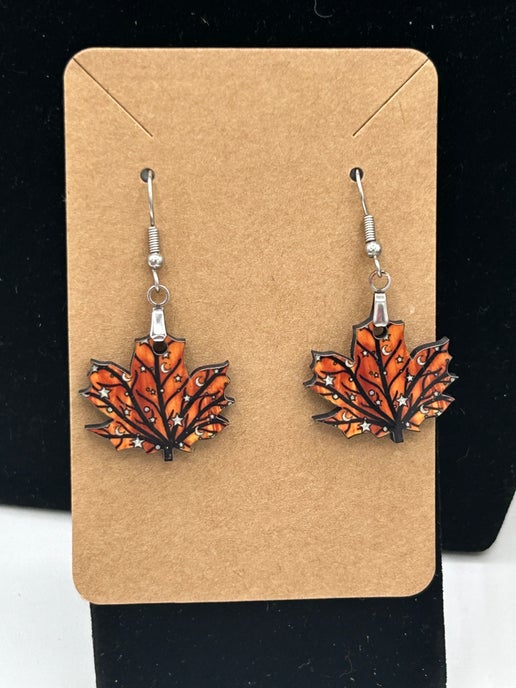 Maple Leaf Shaped Sublimated Earrings 1 inch