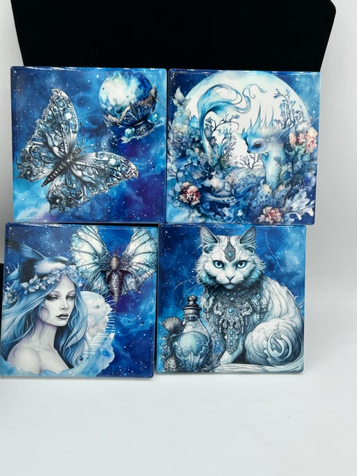 Square Shaped Set of 4 Sublimated Ceramic Coasters