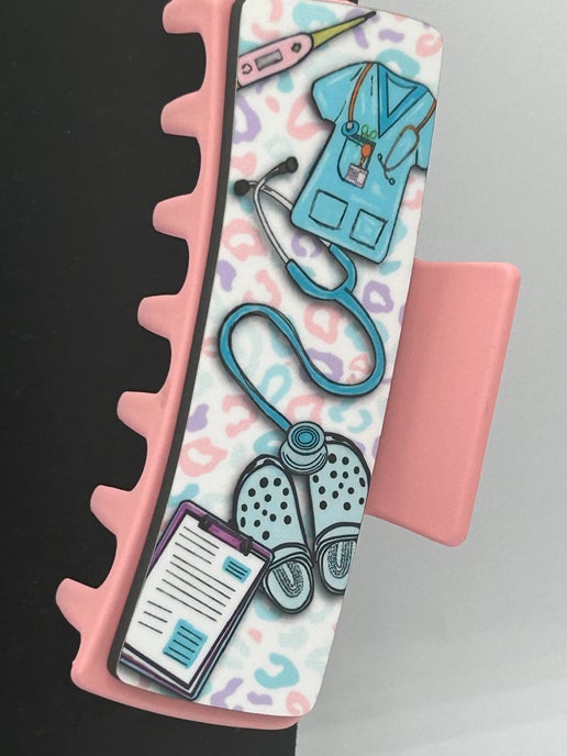 Nursing Themed Sublimated MDF Hair Clip Large