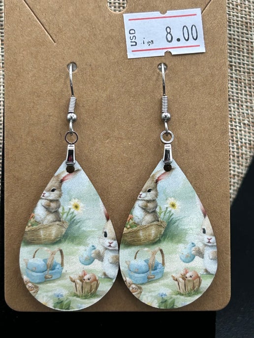 Easter Themed Teardrop Shaped Sublimated Earrings