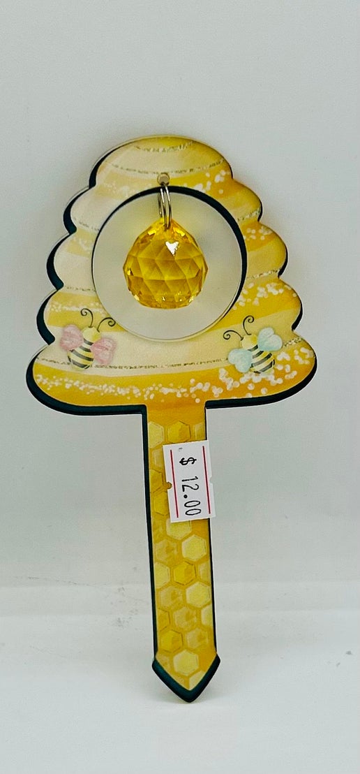 Acrylic Shaped Sublimated Garden Stake with hole and crystal or Acrylic charm