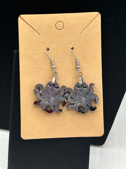 Octopus Shaped Sublimated Earrings 1 inch