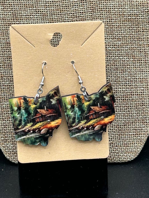 Ohio Shaped Sublimated Earrings