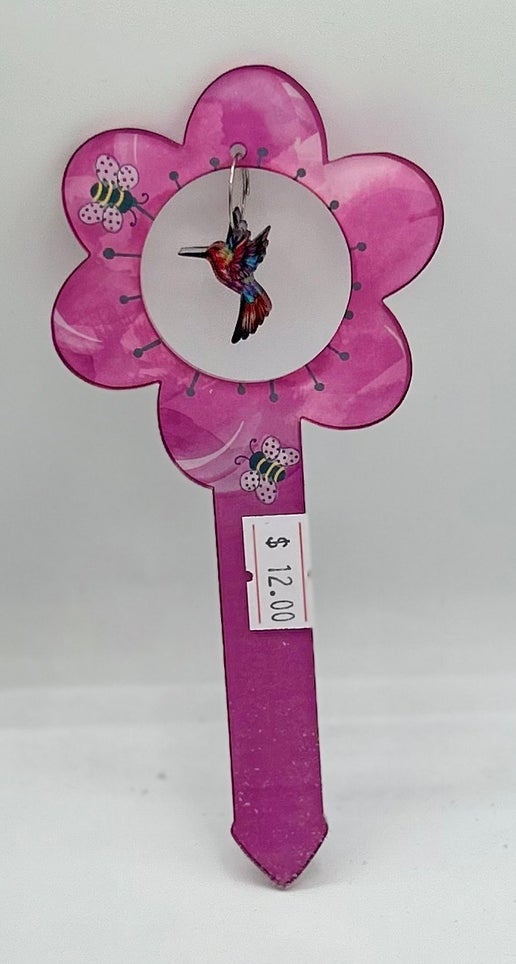 Acrylic Shaped Sublimated Garden Stake with hole and crystal or Acrylic charm
