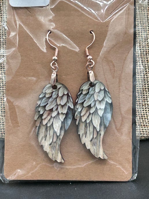 Angel wing shaped sublimated earrings