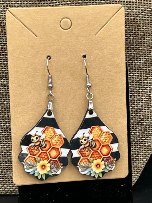 Fancy Teardrop Shaped Sublimated Earrings