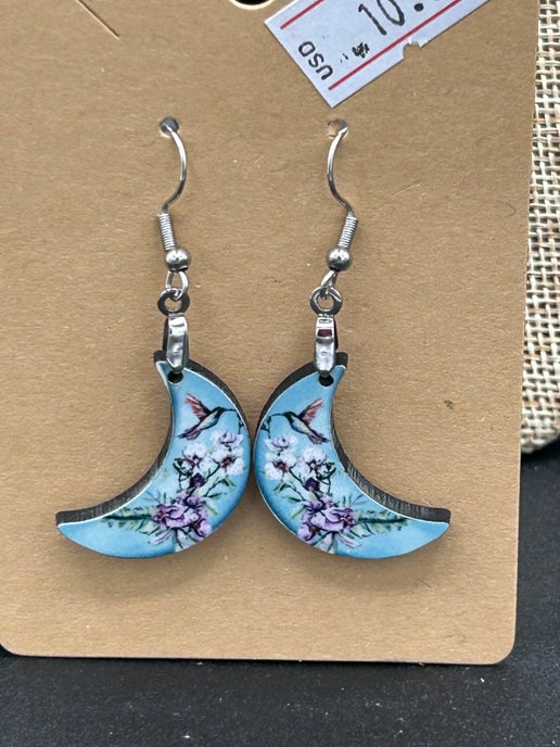 Moon Shaped Sublimated Earrings 1 inch