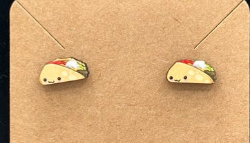 Taco Shaped Sublimated Stud Earrings 1/2 inch