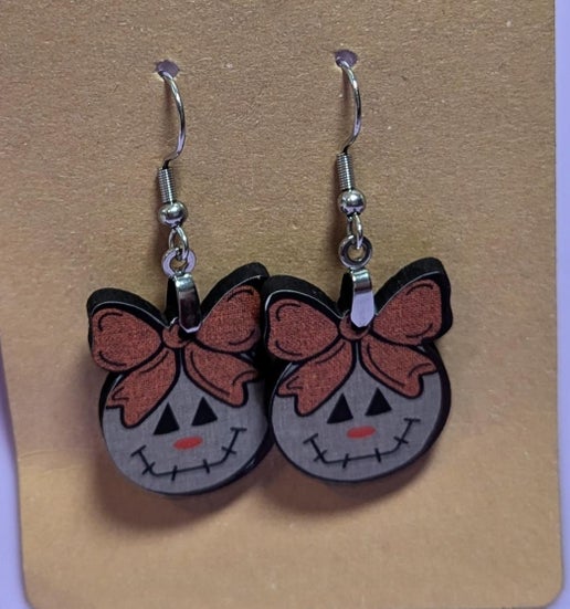 Ball with Bow Shaped Sublimated Earrings