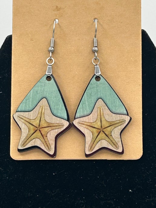 Teardrop Star Shaped Sublimated Earrings