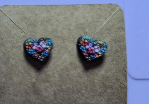 Heart Shaped Sublimated Stud Earrings