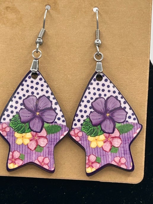 Teardrop Star Shaped Sublimated Earrings