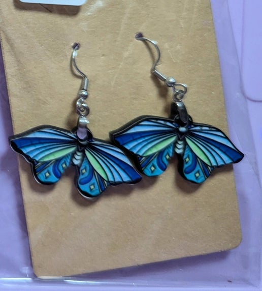Moth Shaped Sublimated Earring 1.5 inch