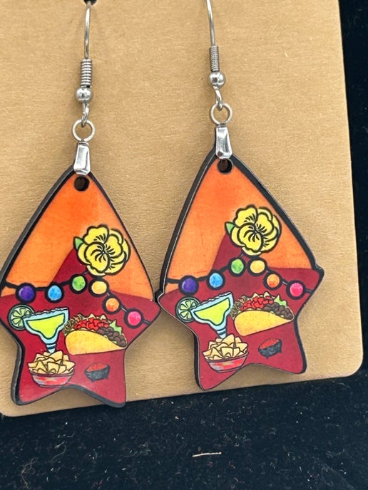 Teardrop Star Shaped Sublimated Earrings