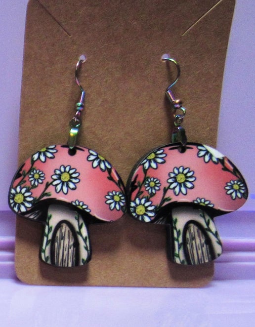 Mushroom Shaped Sublimated Earrings