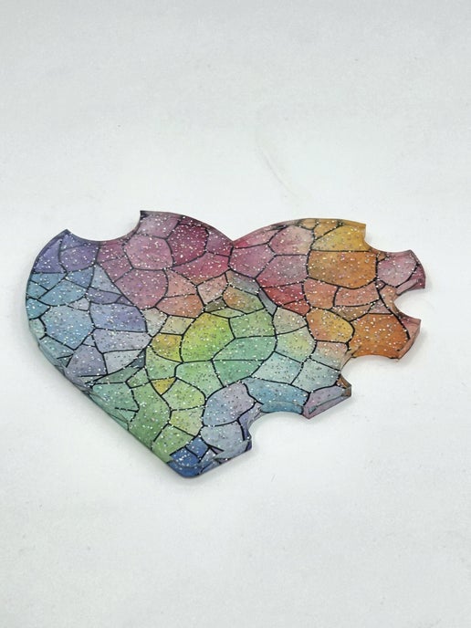 Glitter Acrylic Heart Shaped Sublimated Nail Photo Prop