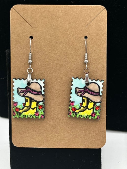 Stamp Shaped Sublimated Earrings 1 inch