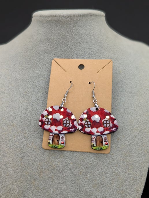 Mushroom Shaped Sublimated Earrings
