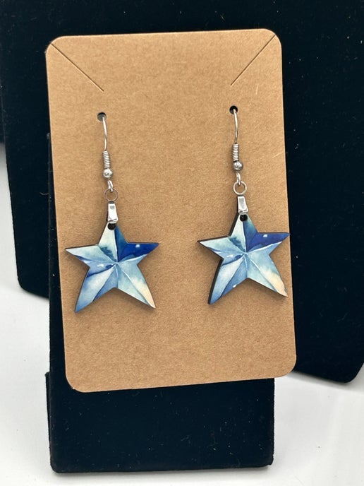 Star Shaped Sublimated Earrings 1 inch