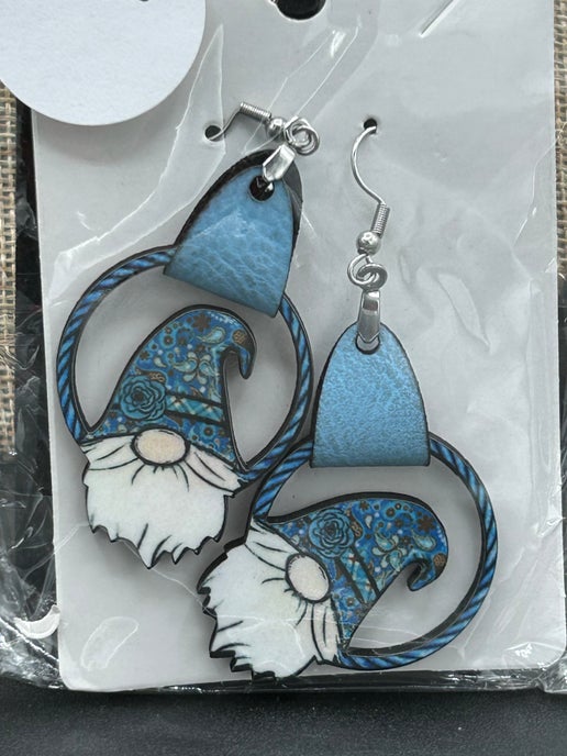 MDF-Round Gnome Shaped Sublimated Earrings 1.5 inch