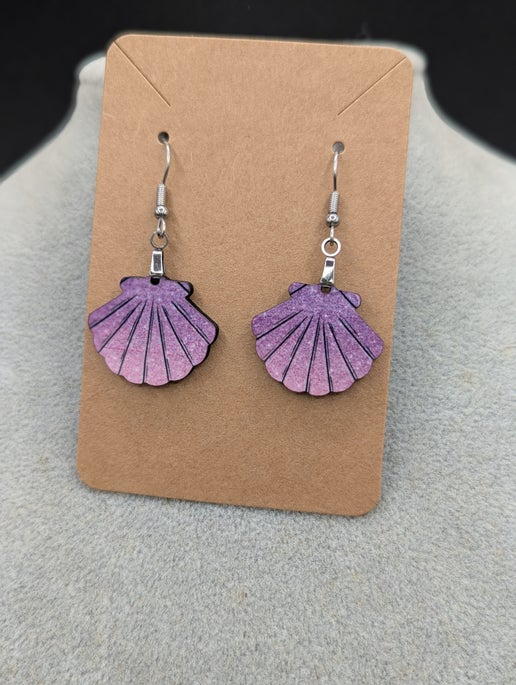 Clam Shell Shaped Sublimated Earrings MDF 1 inch