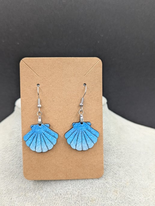 Clam Shell Shaped Sublimated Earrings MDF 1 inch