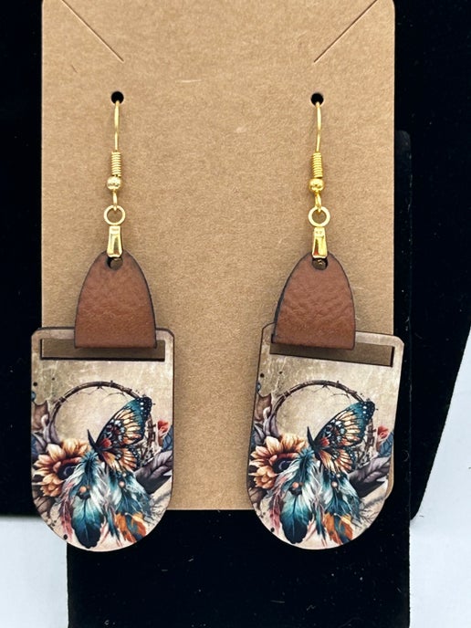 Faux Leather Bar Shaped Sublimated Earrings