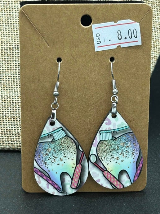 Medical Themed Teardrop Shaped Sublimated Earrings