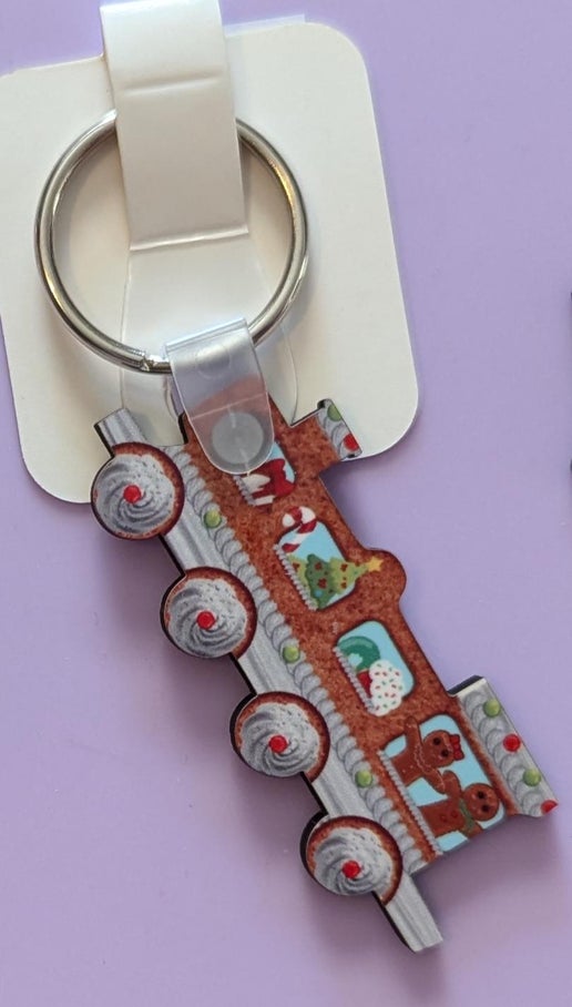 Train Shaped Sublimated Keychain