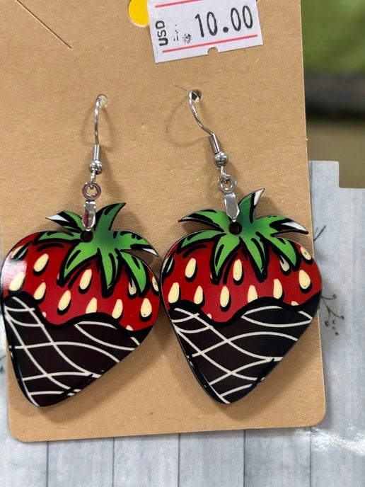 Strawberry Shaped Sublimated Earrings 1.5 inch