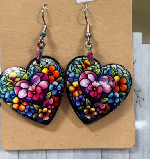 Heart Shaped Sublimated Earrings