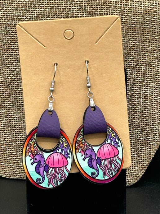 Boho Oval Shaped Sublimated Earring