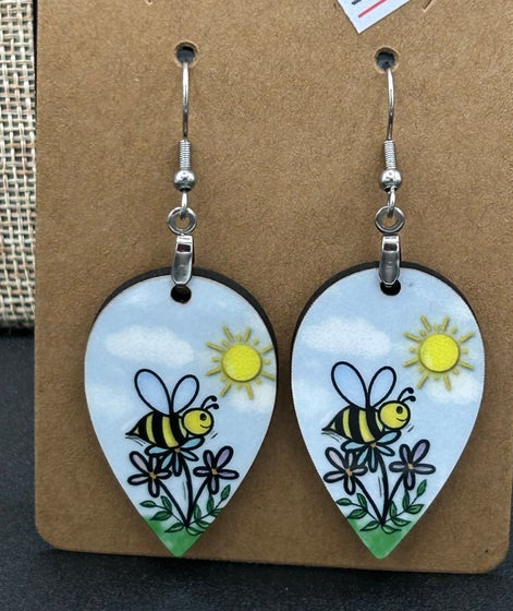 Reverse Teardrop Shaped Sublimated Earrings