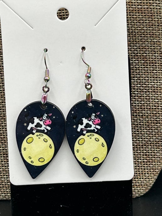 Reverse Teardrop Shaped Sublimated Earrings