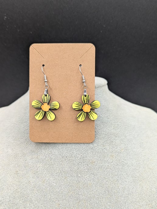 1 inch Hippie Flower Shaped Sublimated Earrings MDF