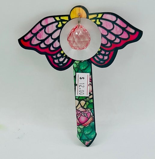 Acrylic Shaped Sublimated Garden Stake with hole & crystal or Acrylic charm