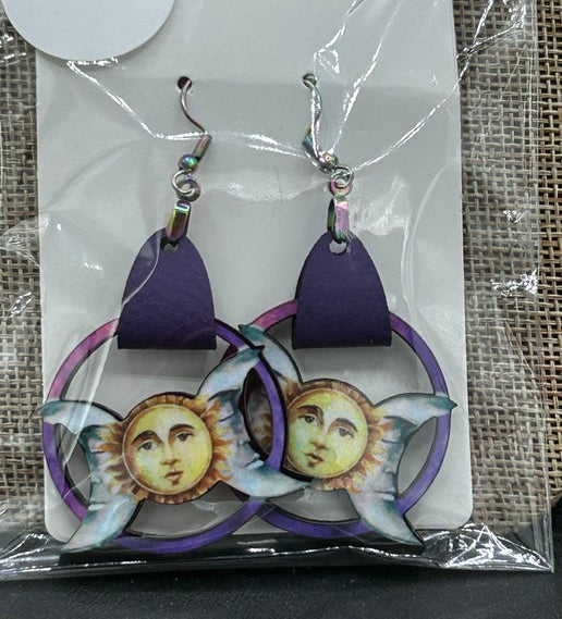 Round Celestial Shaped Sublimated Earrings