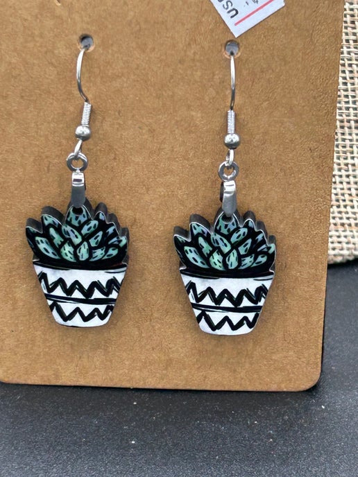 Succulent Shaped Sublimated Earrings