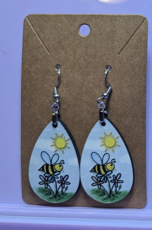 Summer Themed Teardrop Shaped Sublimated Earring