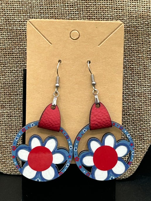 Round Flower Shaped Sublimated Earrings