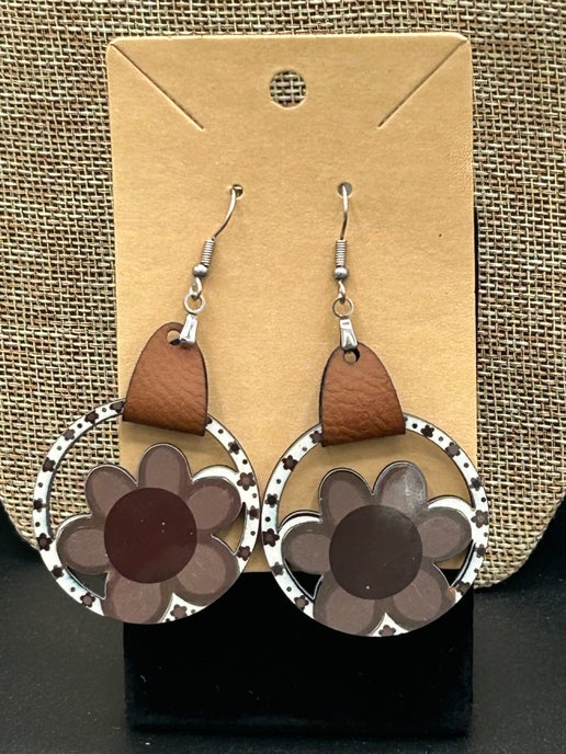Round Flower Shaped Sublimated Earrings