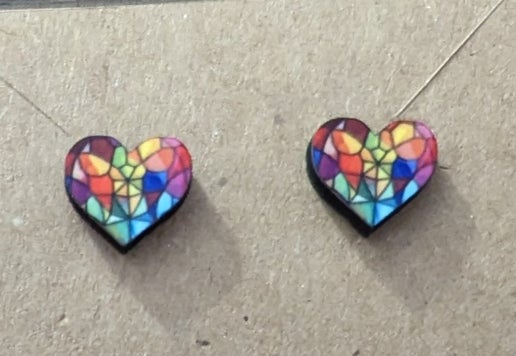 Heart Shaped Sublimated Stud Earrings