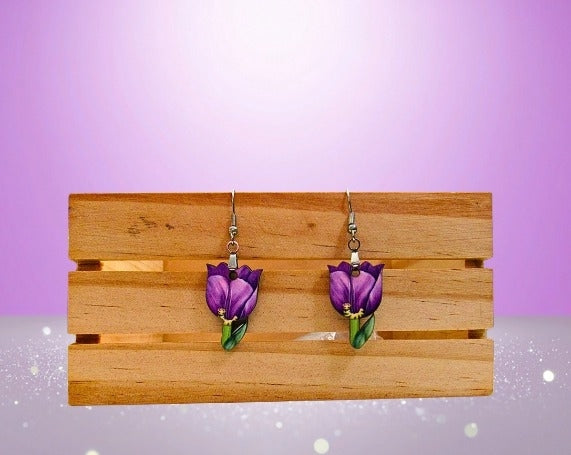 MDF-Tulip Shaped Sublimated Earrings 1 inch