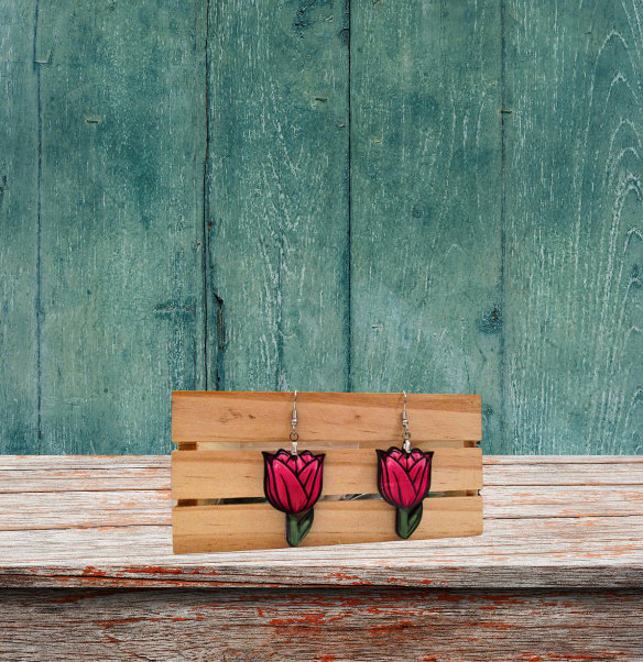 MDF-Tulip Shaped Sublimated Earrings 1.5 inch