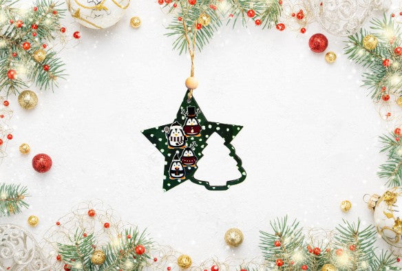 Star with tree Shaped Sublimated Ornament