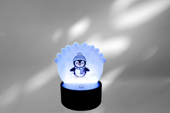 Penguin Themed Acrylic Flower Round Shaped Sublimated Light