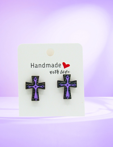 MDF-Cross Shaped Sublimated Stud Earrings