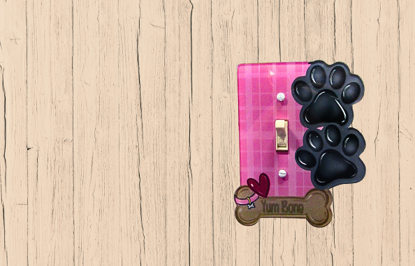 Acrylic- Dog Paw Bone Shaped Sublimated Light Switch Cover