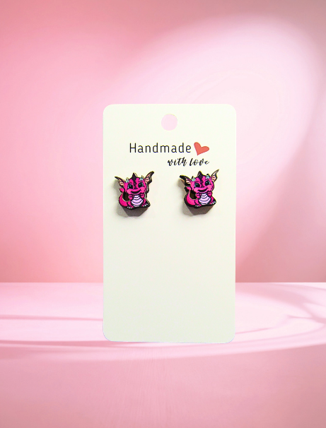 MDF-Dragon Shaped Sublimated Stud Earrings